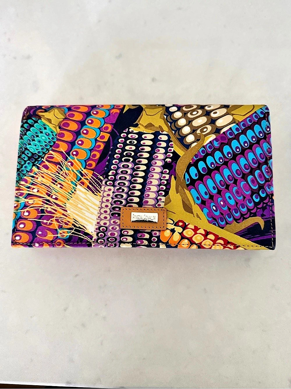 PINEDA COVALIN Patterned Wallet in Purple & Brown - Like New